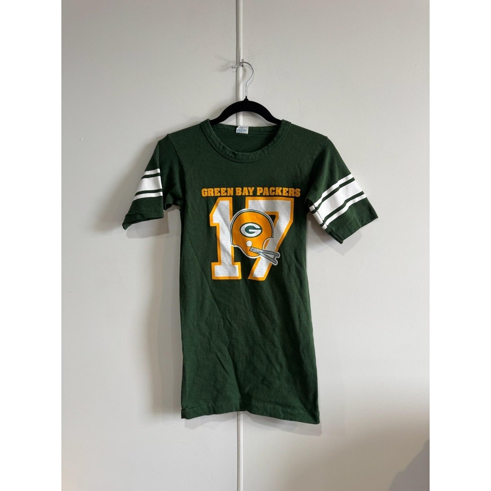 Vintage Green Bay Packers Shirt Womens XXS Green NFL Football 17 Champion 70s
